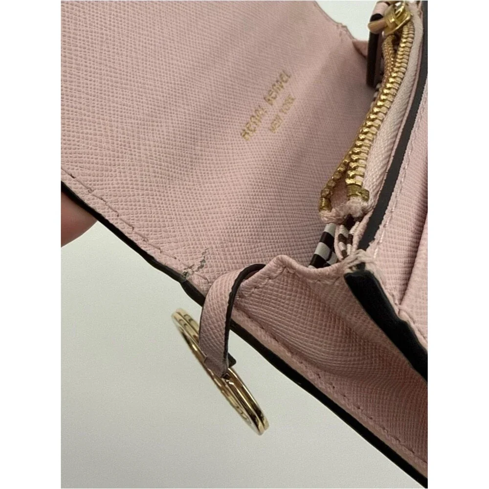 Henri Bendel Leather Pink ID Wallet Key Ring Cardholder *Retired* Dust Bag